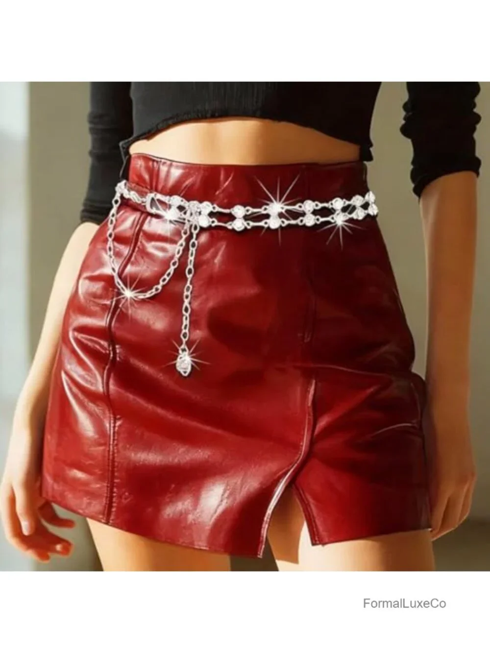 Rhinestone Chain Belt Sparkly Bling Waist Chain for Dress Fashion